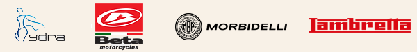 logos des marques Hydra, Beta, Morbidelli et Lambretta